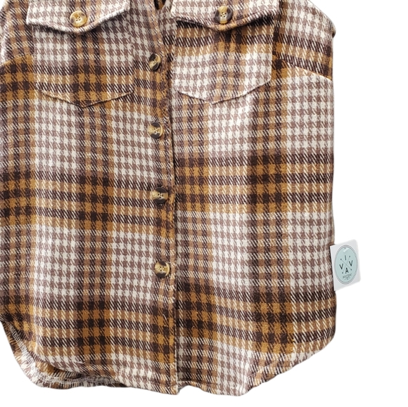 Sleeveless Plaid Button Overcoat Vest - Picture 9 of 13